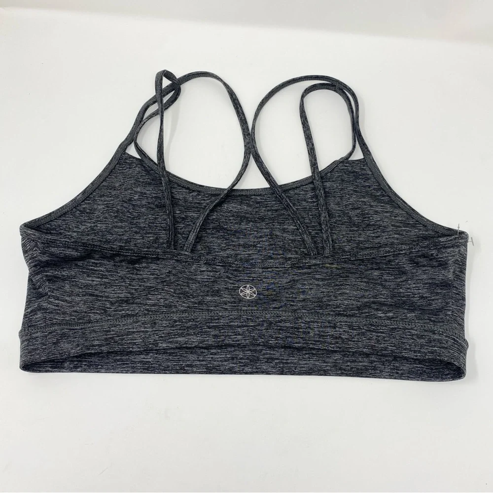 2 Gaiam Shine Wire-Free Medium Impact Yoga Sports Bra Women’s Size XL Black Grey - Picture 7 of 8